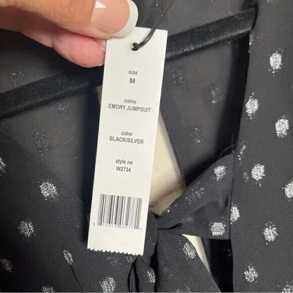 Walter Baker Emory Jumpsuit Black and Silver Women’s Size Medium